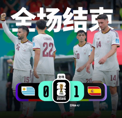 乌拉圭0-1负西班牙小组垫底 成2026世界杯首支出局的前冠军