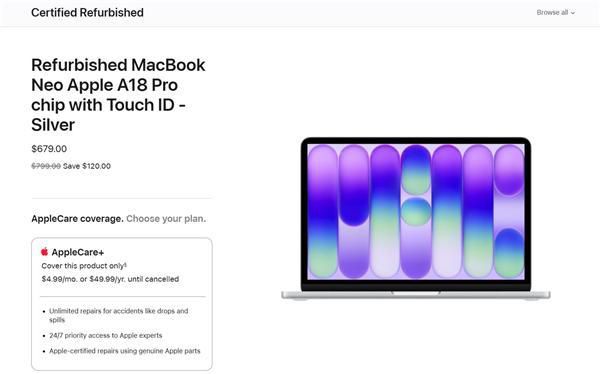 苹果调整MacBook Neo定价 国行版新机升至6299元  第3张