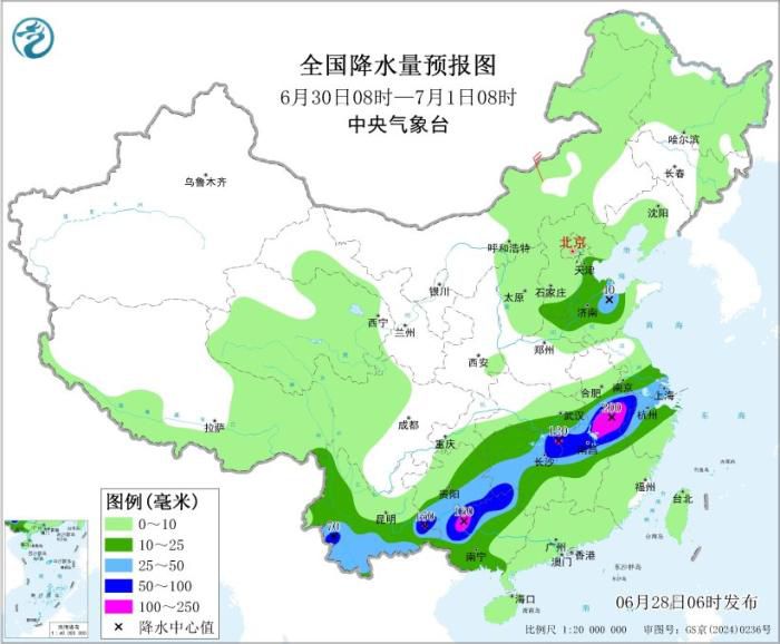 中央气象台6月28日6时发布强对流蓝色预警 29日起主雨带北抬长江中下游  第5张
