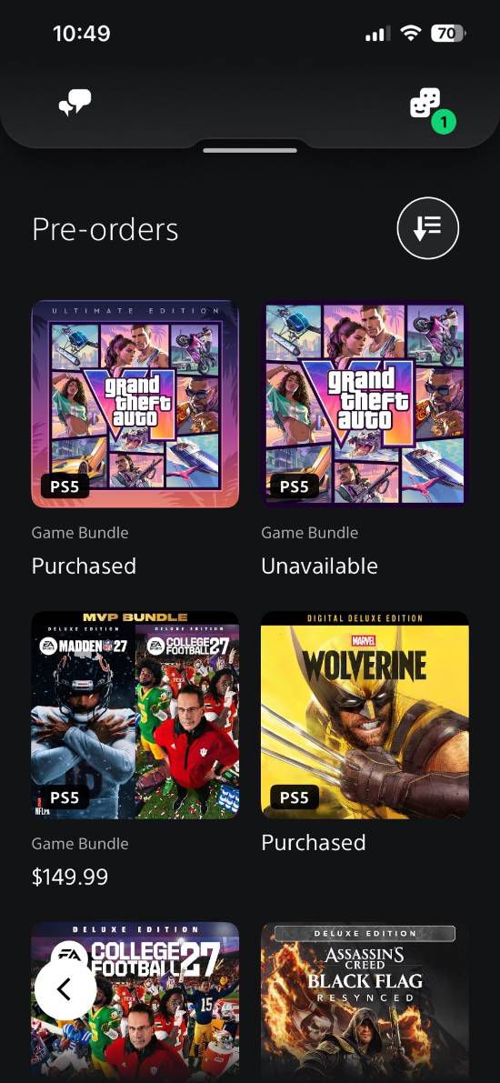 GTA6》PS5版预购登顶港服商店 终极版与标准版双双入榜