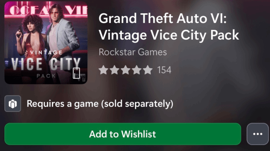 Xbox商店曝光《GTA6》“罪恶都市复古”礼包细节：非本体绑定商品