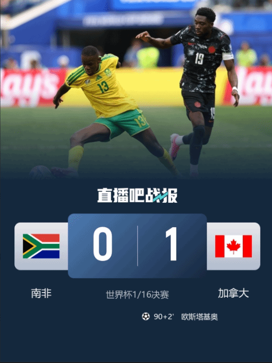 加拿大1-0淘汰南非队史首进世界杯十六强