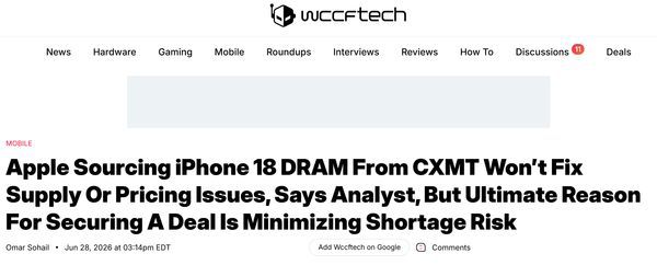 苹果计划从长鑫存储采购iPhone 18 DRAM芯片  第2张