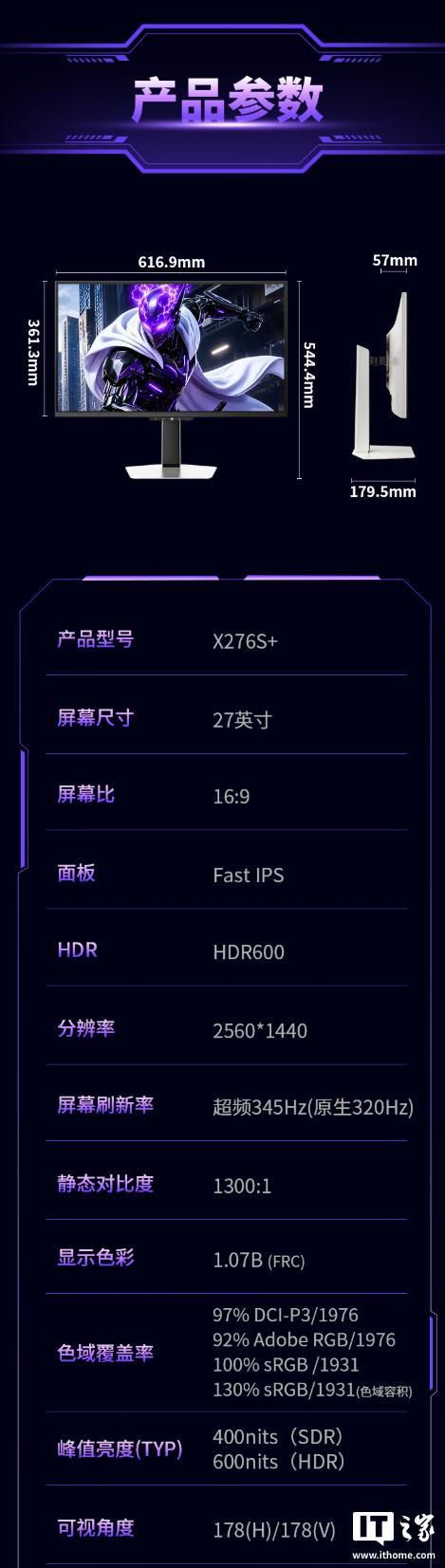 泰坦军团 KF271S PRO+ 显示器开售，搭载27英寸FastIPS面板售价1349元  第11张