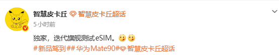 华为7月1日启动Mate 90系列eSIM技术能力测试 第2张 华为7月1日启动Mate 90系列eSIM技术能力测试 第2张