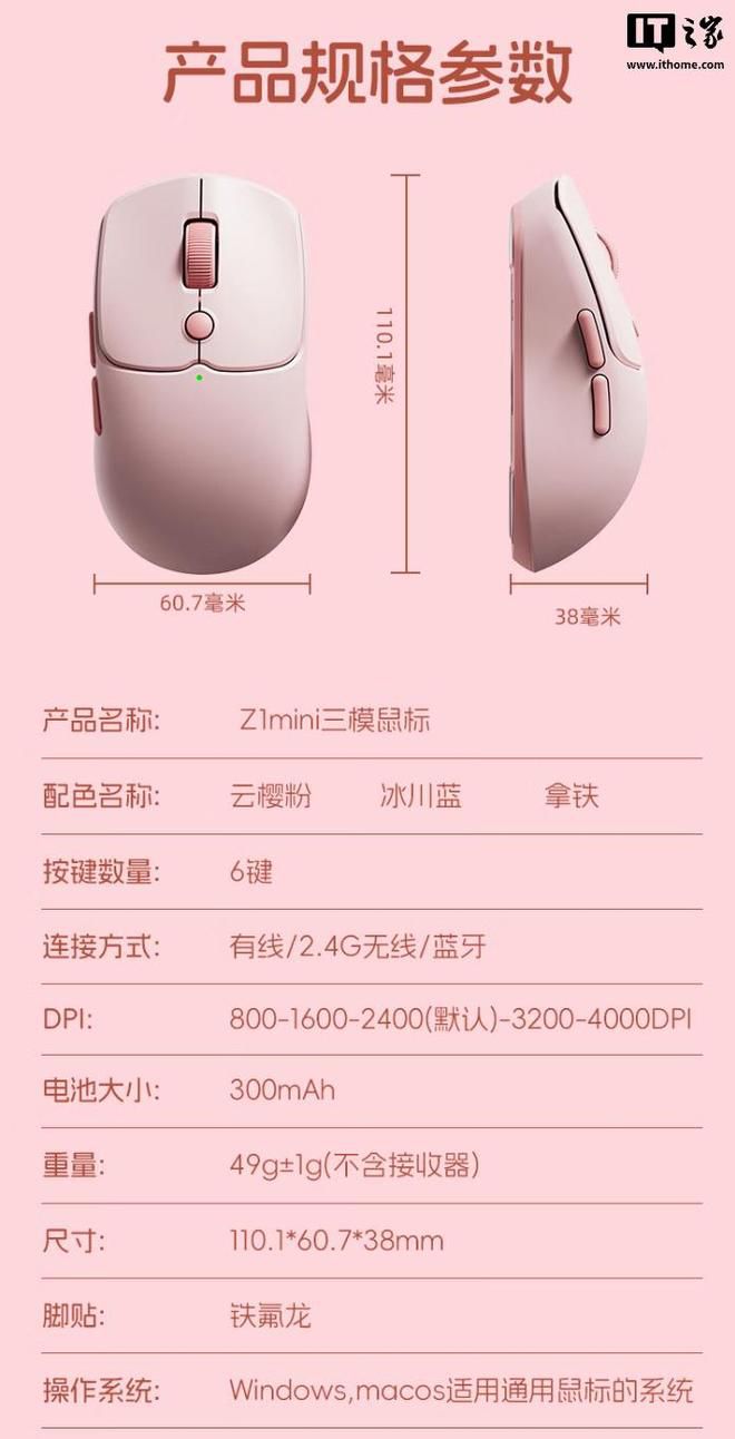 珂芝Z1 mini无线办公轻音鼠标京东上架 7月5日首销价79元  第6张