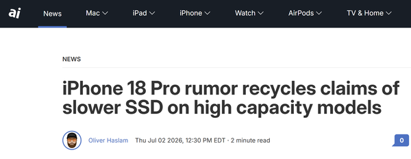 iPhone 18 Pro 或将采用 QLC 闪存配件  第2张