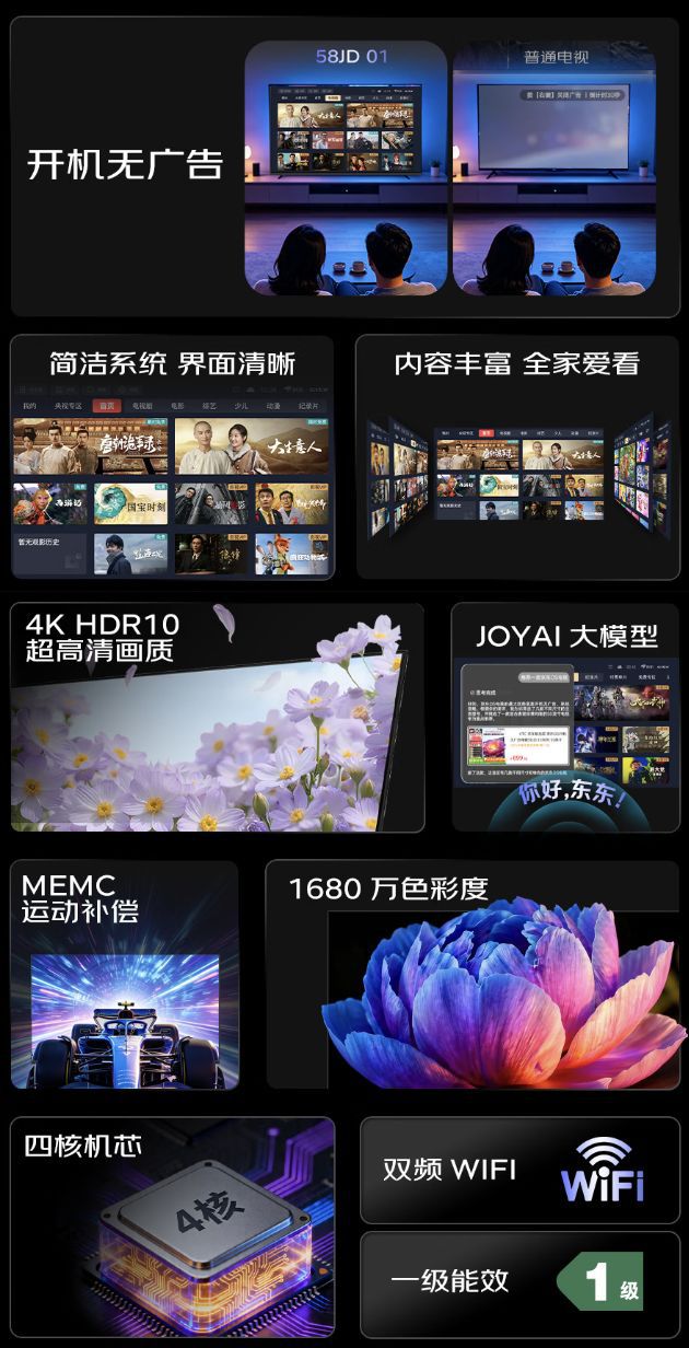 KTC联合京东推出58英寸无广告4K电视 定价1900元首发价1780元 第2张 KTC联合京东推出58英寸无广告4K电视 定价1900元首发价1780元 第2张
