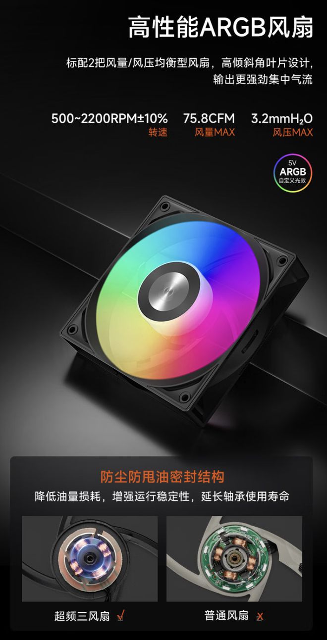 超频三北境GT240M水冷散热器京东上架，黑色479元白色489元  第4张
