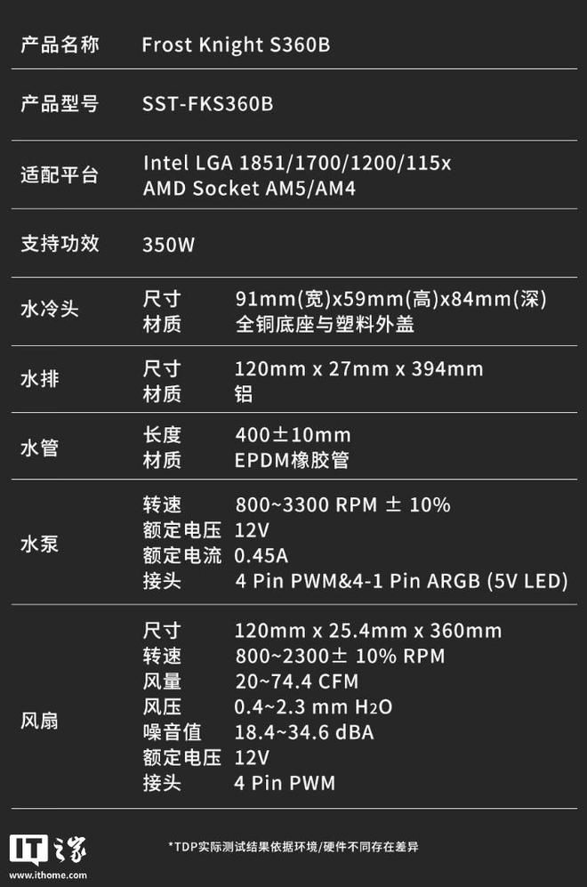 银昕S360 Pro无光黑版水冷上架京东 定价698元解热能力350W  第3张